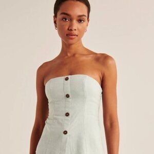 Abercrombie & Fitch Strapless Linen-Blend Set Top Green Size L